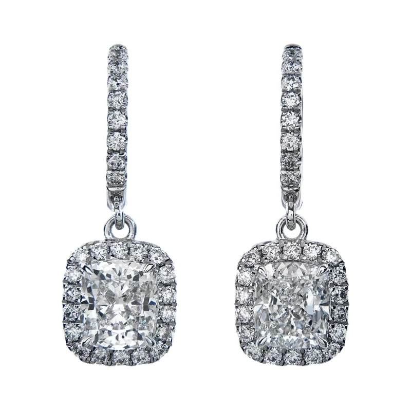 Earrings without a brand CUSHION 1.00-1.00 F/VS1 DIAMOND EARRINGS (GIA) nn1.00-1.00 Cushion 1