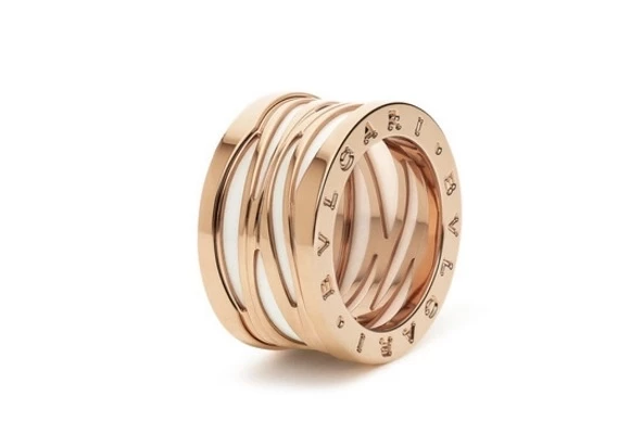 Bvlgari B. ZERO1 RING, WHITE CERAMIC, ROSE GOLD 355998