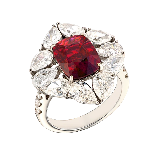 CUSHION RUBY 4.01 CT VIVID RED PIGEON'S BLOOD. BURMA (GRS)