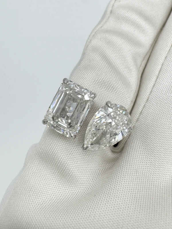 Earrings without a brand EMERALD DIAMOND 5.01 CT & PEAR DIAMOND 3.01 CT RING (GIA) NN5.01-3.01 6