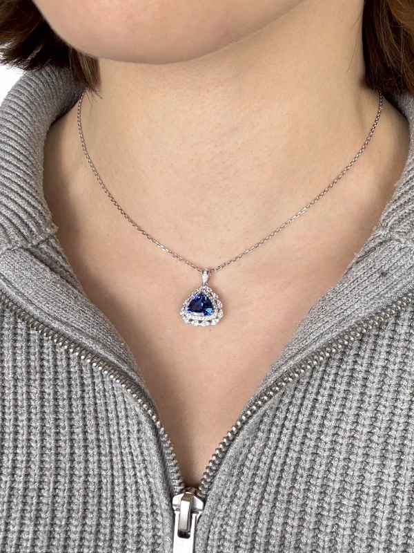 No name PEAR SAPPHIRE 3.53 CT "ROYAL BLUE" PENDANT SAP 3.53 CT 2