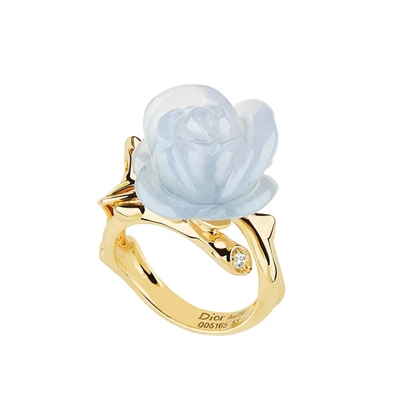 PRÉ CATALAN BLUE CHALCEDONY RING WITH DIAMONDS
