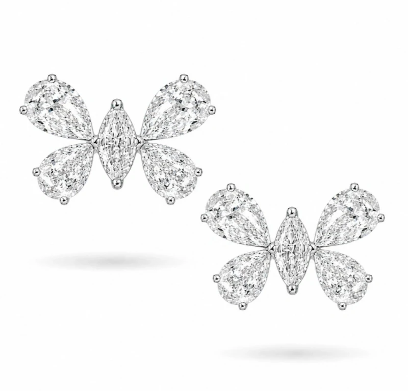 BUTTERFLY DIAMOND STUD EARRINGS 0.90 CT