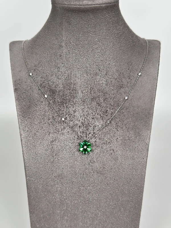 DeRosa FLOWER EMERALD 2.03 CR VIVID GREEN PENDANT N960915 2