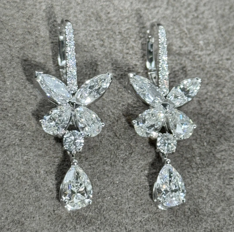 GRAFF DIAMOND BUTTERFLY EARRINGS ON FRENCH WIRES GE 5.64 CT 6