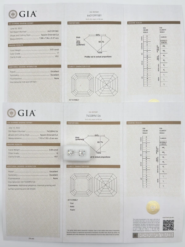 No name DIAMOND EARRINGS 3.02-3.08 CT F-G/VS1 (GIA) 3,02-3,08 CT ASHER 6