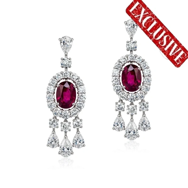 OVAL RUBY 3.01-3.01 CT EARRINGS