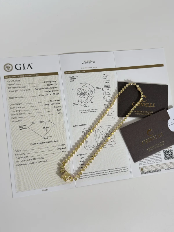 Crivelli FANCY LIGHT YELLOW DIAMOND 10.44 CT NECKLACE 171-3216 6