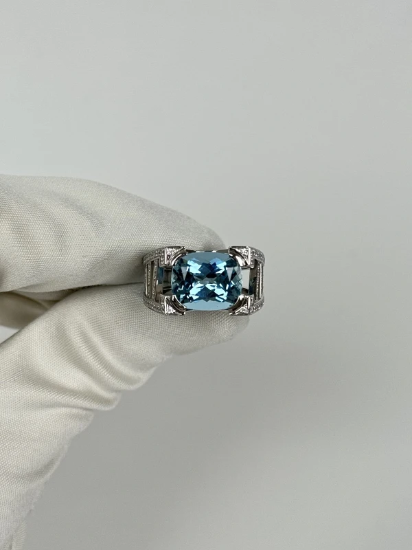 Harry Winston SUSPENSION RING, AQUAMARINE 5.18 CT (SIZE 54) HW5.18CT 2