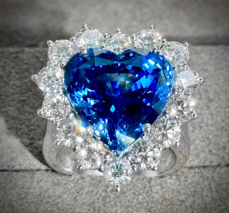 No name SAPPHIRE HEART 17.25 CT & DIAMOND RING HEART17.25CT 3