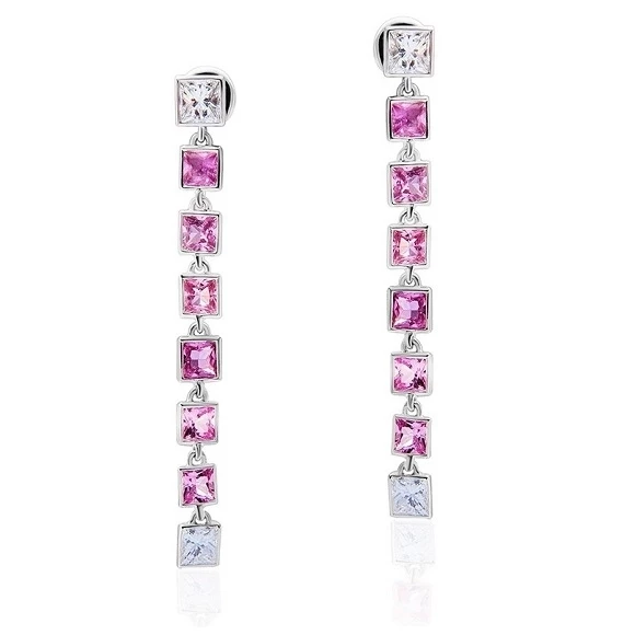 ROSE SAPPHIRES AND DIAMONDS DROP EARRINGS