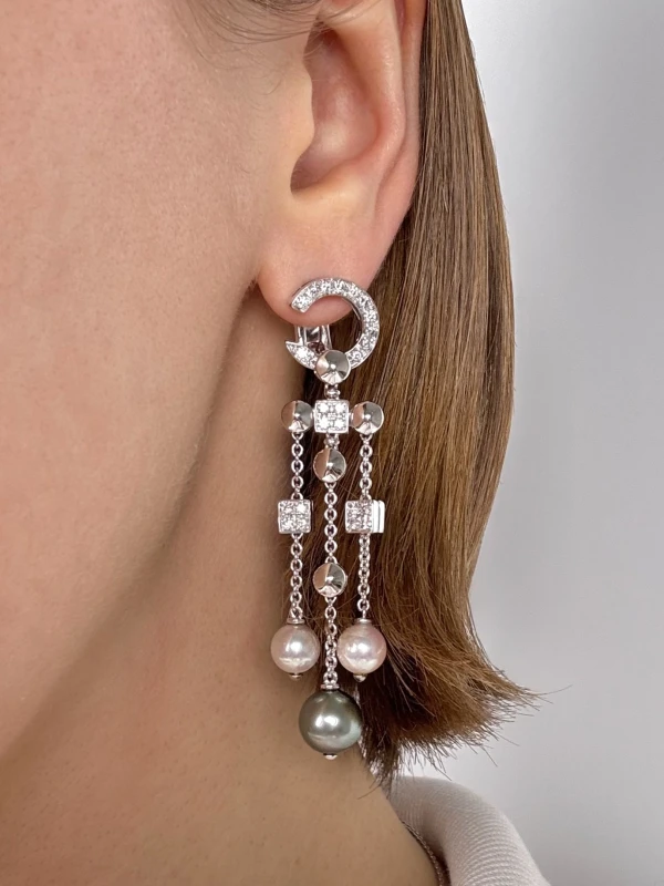 Bvlgari LUCEA PEARL & DIAMOND DROP EARRINGS BVG1188 2