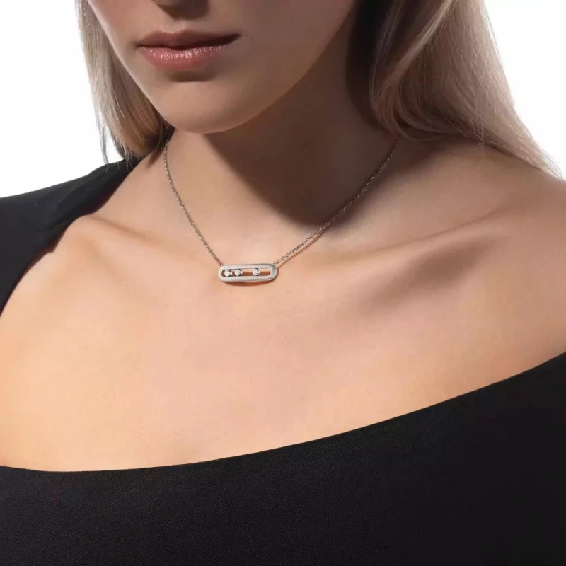 Messika MOVE CLASSIQUE CISELÉ White Gold Diamond Necklace 14667-WG 3