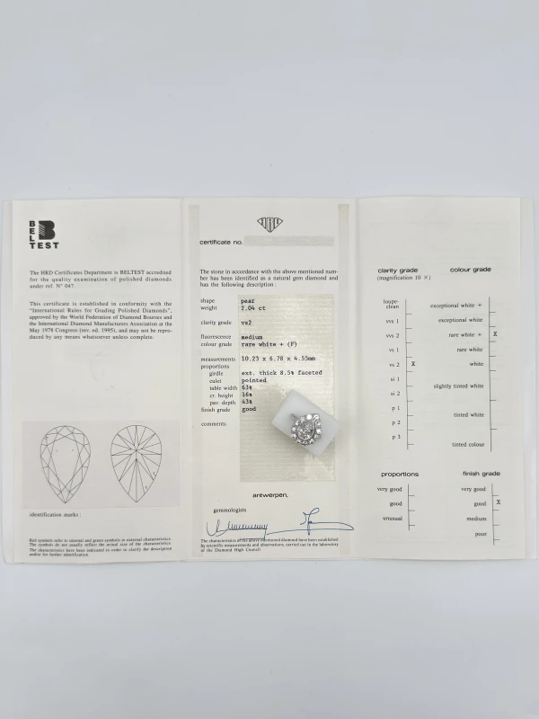 No name PEAR DIAMOND 2.04 CT F/VS2 RING (SIZE 52) NN2.04F/VS2 4