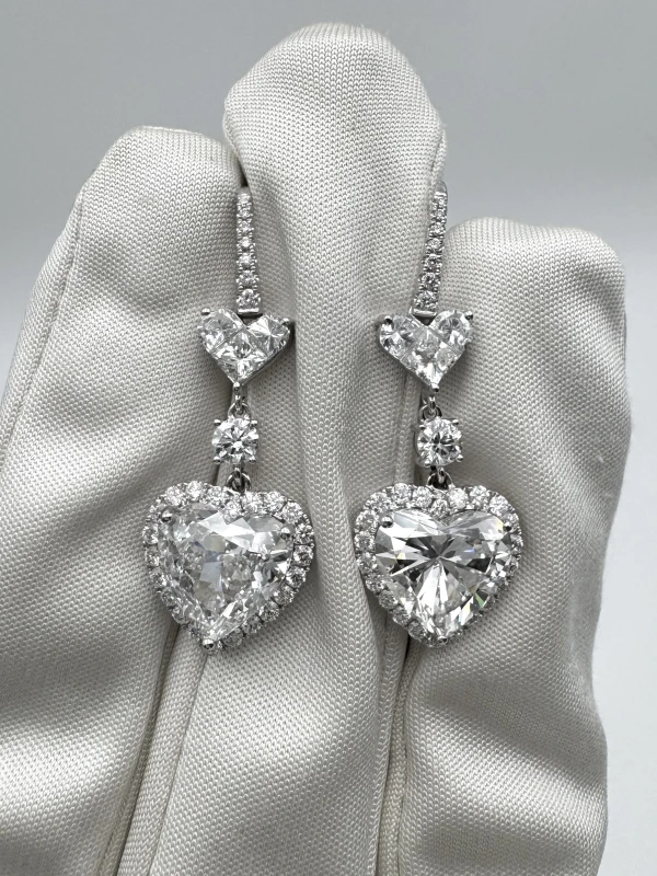 No name HEART DIAMOND 3.17-3.02 CT D-E/VVS2-VS2 EARRINGS (GIA) nn3.17-3.02ct 3