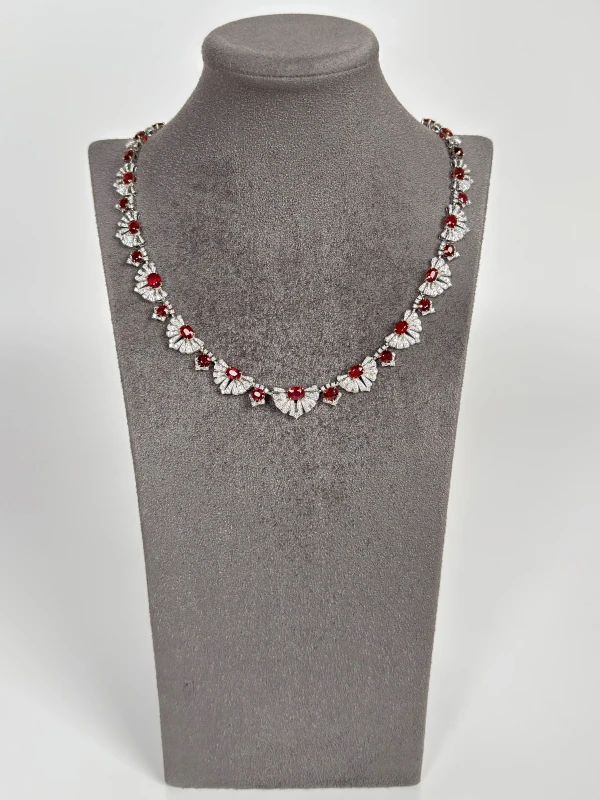 СЕРЬГИ NO NAME OVAL RUBY 25.55 CT & DIAMONDS NECKLACE, MOZAMBIQUE (GIA) NN25.55CT 3