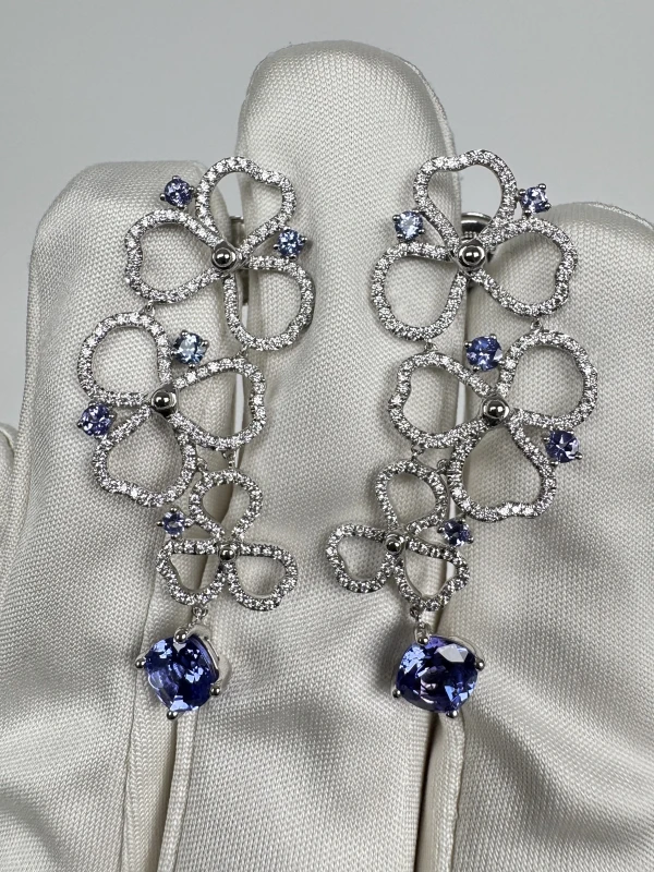 Tiffany & Co Paper Flowers Diamond and Tanzanite Earrings 61625348 4