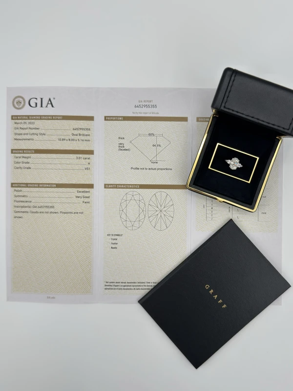 Graff OVAL DIAMOND 3.01 CT H/VS1 RING (GIA) RGE3.01 5