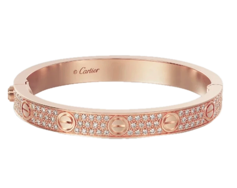 LOVE BRACELET FULL PAVE, ROSE GOLD (SIZE 20)