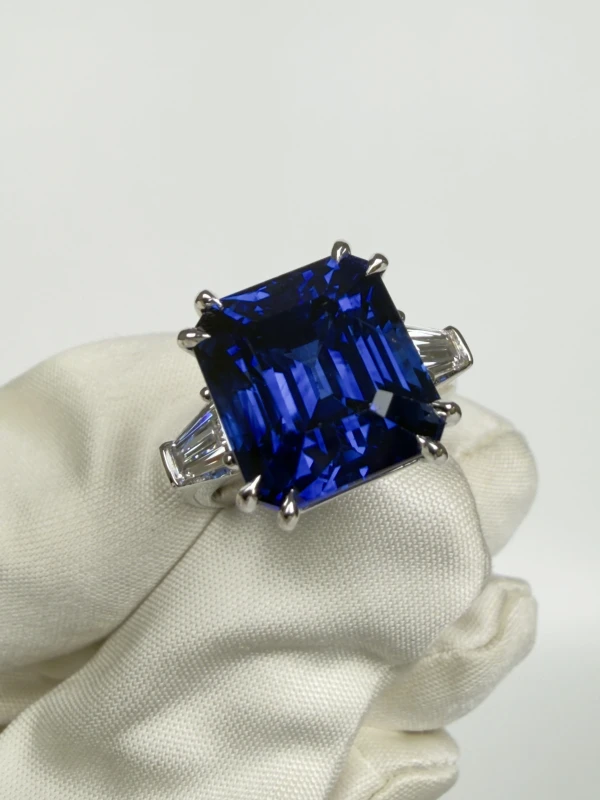 No name OCTAGONAL SAPPHIRE 15.05 CT ROYAL BLUE RING (GRS) sp15.05ct 2