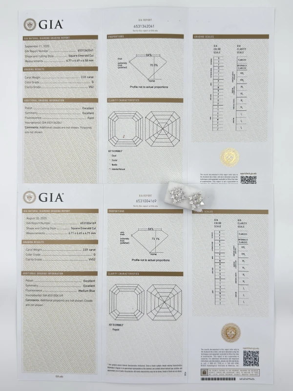 Earrings without a brand DIAMOND 2.01 - 2.01 CT G/VVS2-VS2 EARRINGS (GIA) EXEXEX 653-653 NN2.01-2.01 6