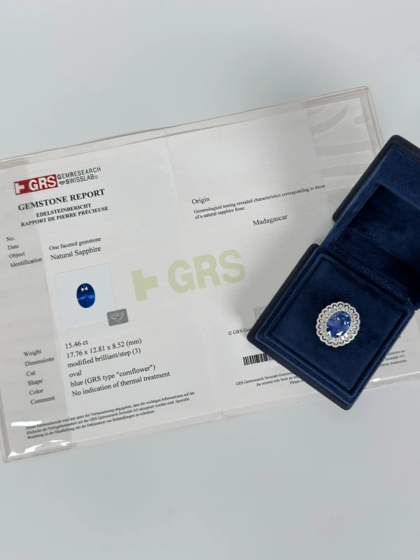 СЕРЬГИ NO NAME КОЛЬЦО С САПФИРОМ 15.46 CT CORNFLOWER 15.46 CT  CORNFLOWER 7