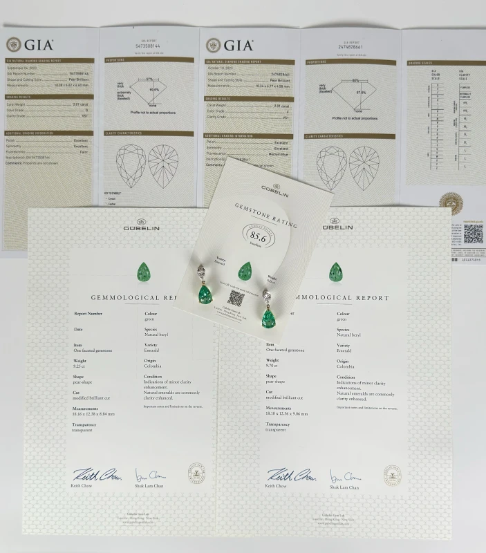 No name EMERALD 9.70-9.25 CT & DIAMOND 2.01-2.01 CT EARRINGS Emerald 9.7-9.25 CT 6