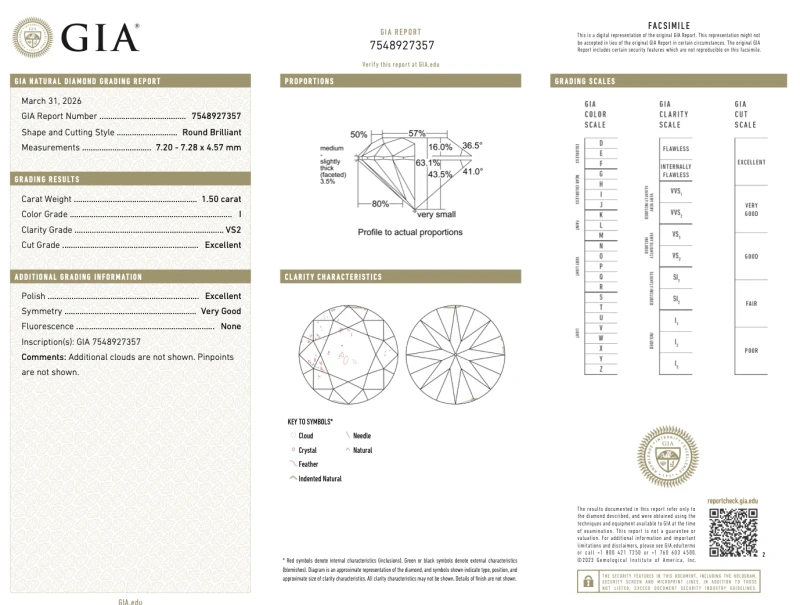 Earrings without a brand ROUND DIAMOND 1.50-1.50 CT I/VS2 EARRINGS (GIA) 5786-NN1.50-1.50 I/VS2 2