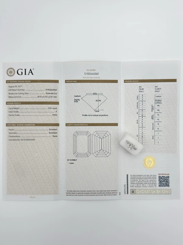 No name EMERALD DIAMOND 2.01ct F/VVS2 RING (GIA) NN2.01ct H/VVS2 GIA 4