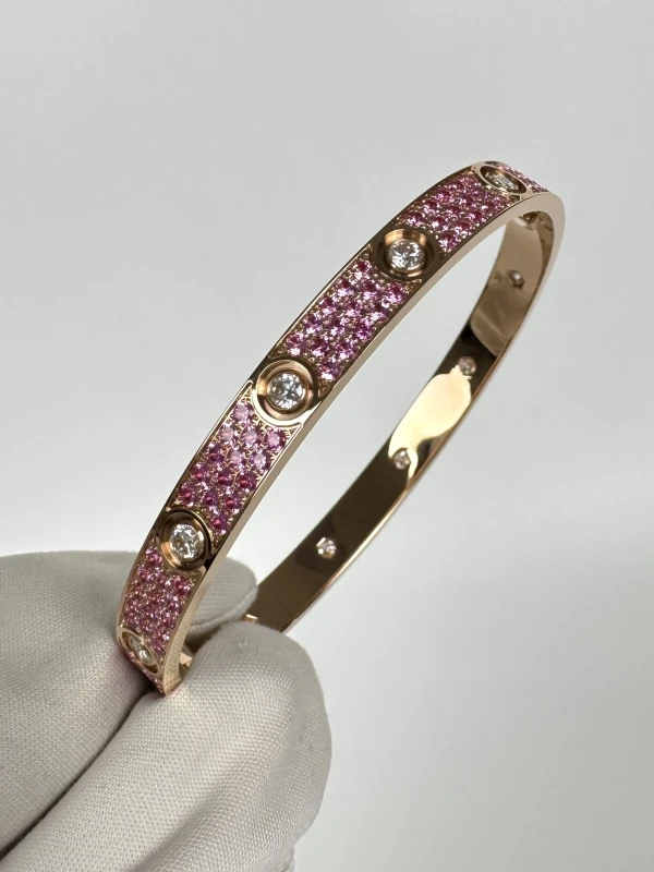 Cartier LIMITED EDITION LOVE BRACELET, ROSE SAPPHIRE PAVED IN ROSE GOLD (SIZE 17) N6739517 3