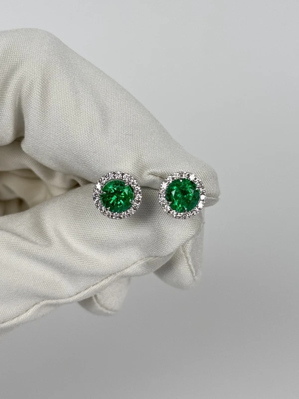 DeRosa EMERALD EARRINGS 0.99 - 1.11 CT VIVID TO INTENSE GREEN E451206 2