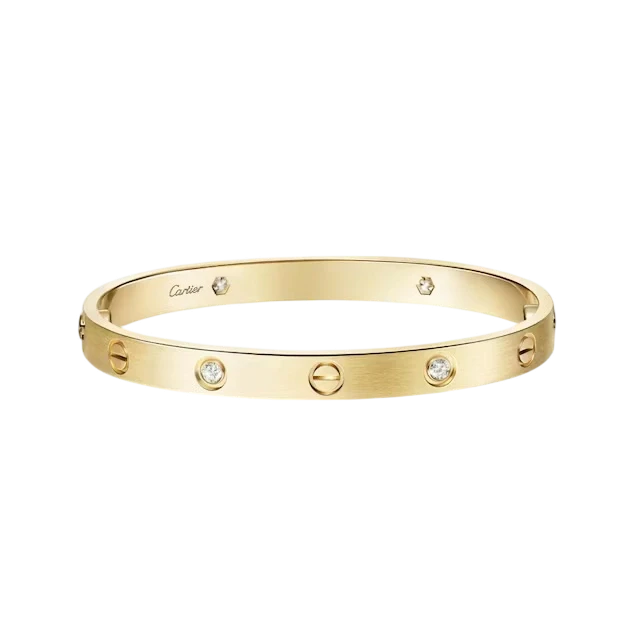 LOVE BRACELET, CLASSIC MODEL, BRUSHED, 4 DIAMONDS (SIZE 16)