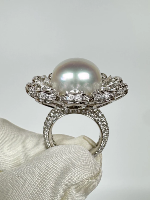RalfDiamonds PEARL & DIAMOND RING (SIZE 54) RFD 0112 3