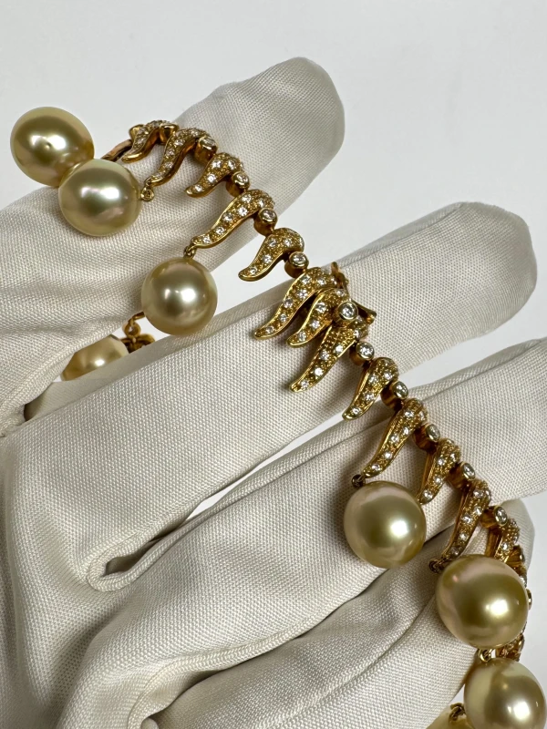 СЕРЬГИ NO NAME DIAMOND 10.52 CT and PEARL 9.75 - 12.78 NECKLACE NN0804 5