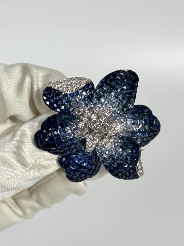 Yvel БРОШЬ-ТРАСНФОРМЕР, САПФИРЫ, БРИЛЛИАНТЫ BR-1095-SA-W 2