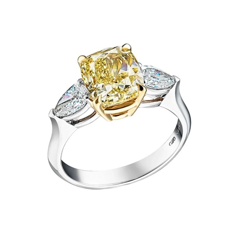 CUSHION 1.60 CT FANCY LIGHT YELLOW/VS2 RING (GIA)