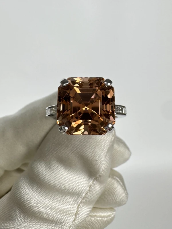 Earrings without a brand TOURMALINE 7.28 CT VIVID YELLOWISH ORANGE RING (GUILD) NN7.28 CT 2