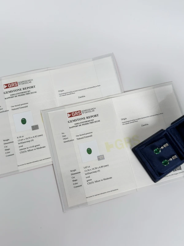СЕРЬГИ NO NAME Zambia EMERALD 6.16-5.87CT & DIAMOND EARRINGS NN6.16-5.87CT 8