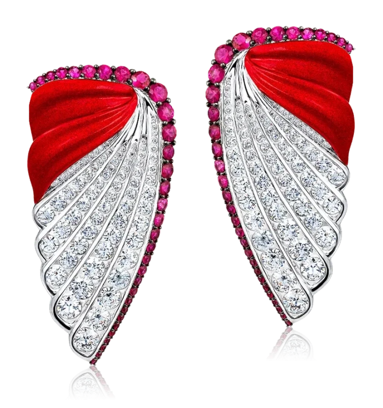 RalfDiamonds RUBY 3.36 CT & DIAMOND 7.14 CT EARRINGS RD2409 1