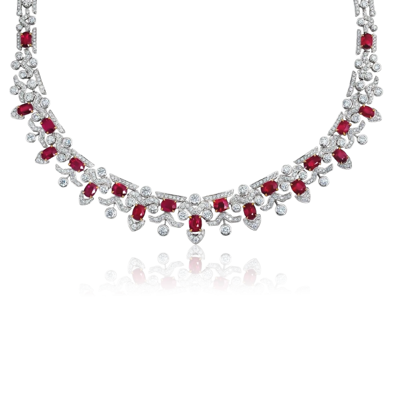 OVAL RUBY 20.68 CT "PIGEON BLOOD" NECKLACE