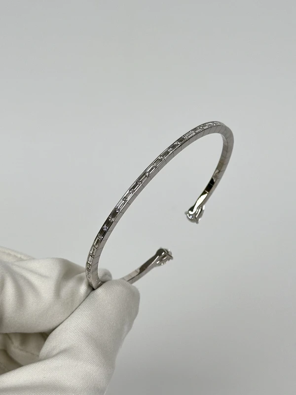 Graff White Baguette And Pear Shape Diamond Duet Bangle RGB379 4