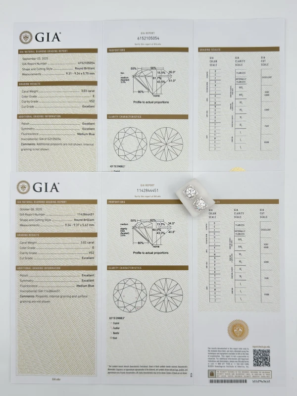 No name DIAMOND 3.03 - 3.02 CT E/VS2 EARRINGS (GIA) NN3.03-3.02E/VS2 6