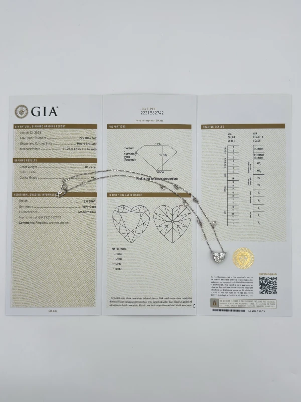 СЕРЬГИ NO NAME HEART DIAMOND 5.01 CT F/VS2 PENDANT (GIA) NN5.01CTF/VS2 4