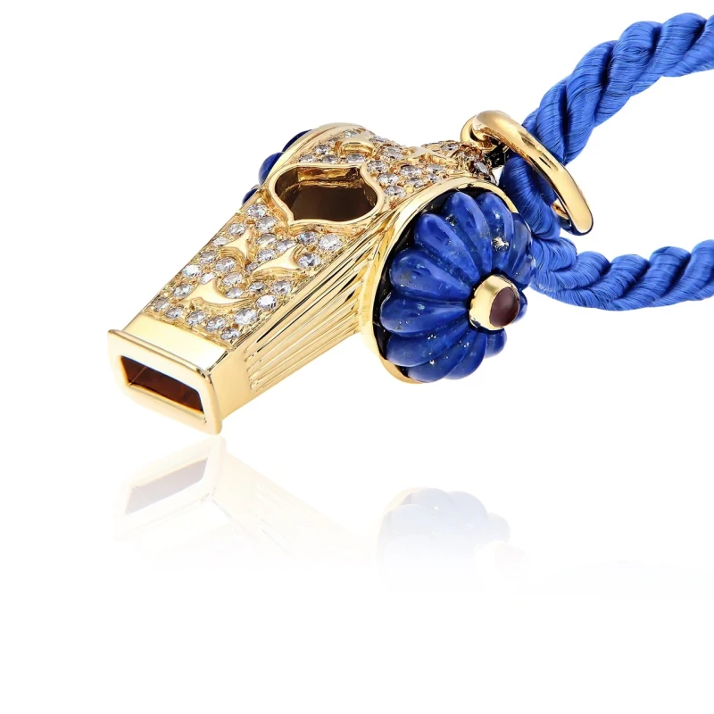Harry Winston Diamond Ruby Lapis Whistle Pendant Charm