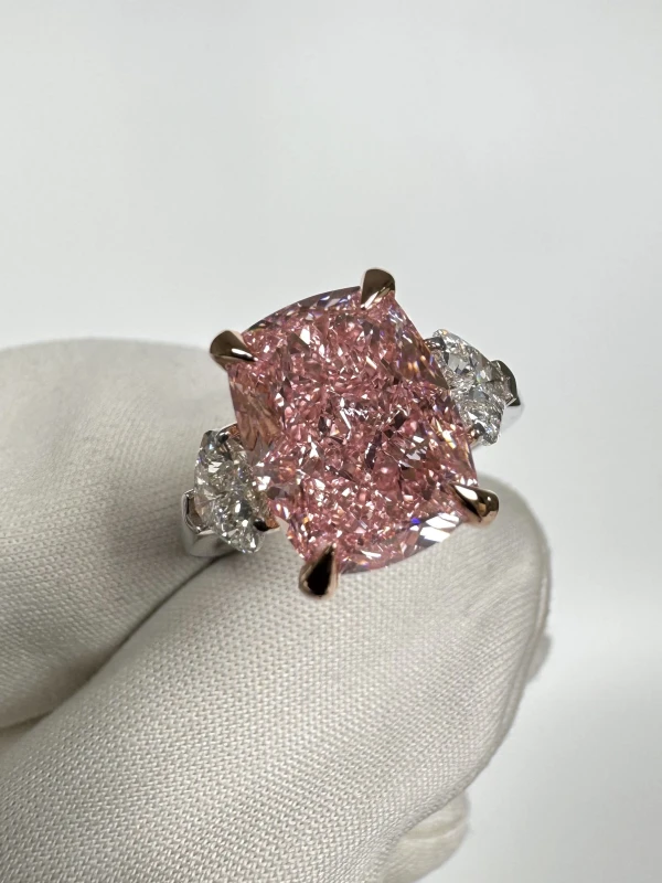 Earrings without a brand CUSHION DIAMOND 5.02 CT FANCY INTENSE PINK*/VVS2 RING (SIZE 51) GIA nn5.02 FIP/VVS2 4