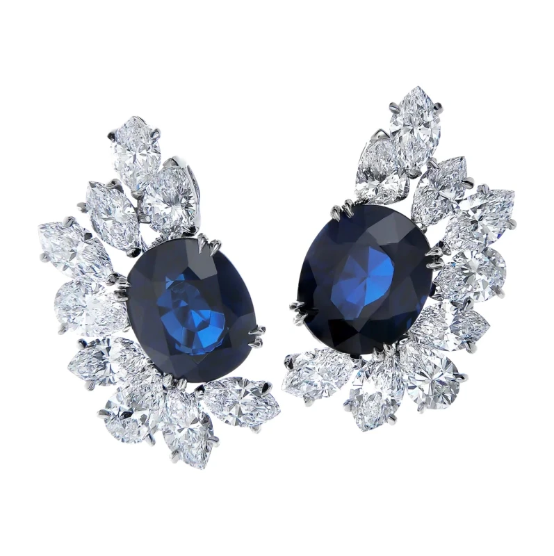 SAPHIRE&DIAMOND EARRING