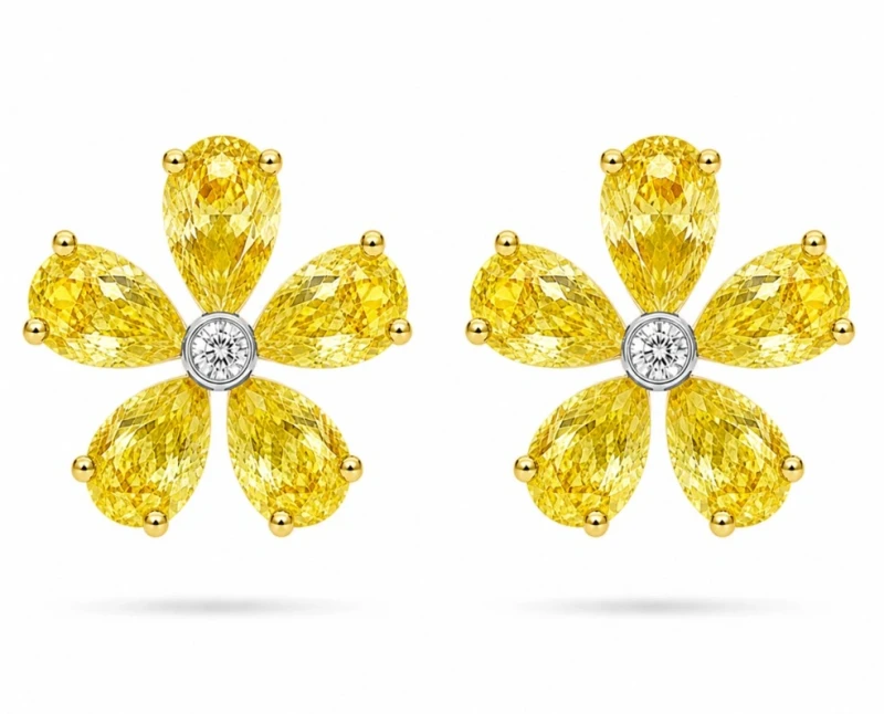 YELLOW  DIAMOND 3.33 CT FLOWER EARRINGS