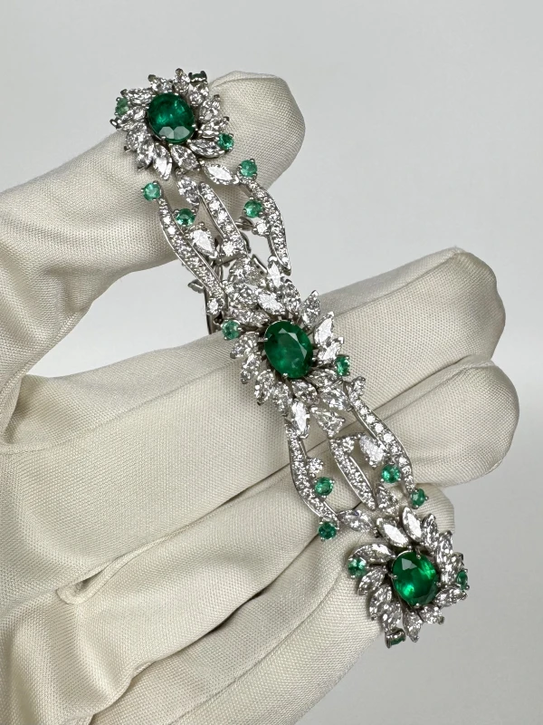 No name OVAL EMERALD 5.25 CT & DIAMONDS 11.53 CT BRACELET EM5.25CT 2