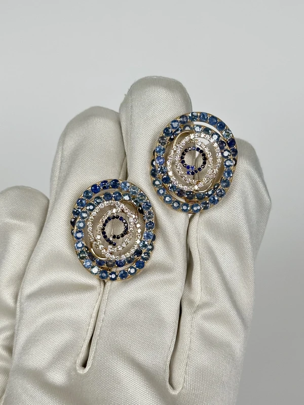 Ювелирные украшения КОМПЛЕКТ С БРИЛЛИАНТАМИ И САПФИРАМИ 0008Jewelry 4