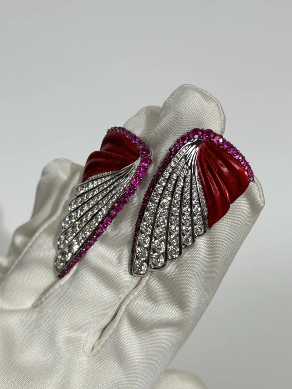 RalfDiamonds RUBY 3.36 CT & DIAMOND 7.14 CT EARRINGS RD2409 4